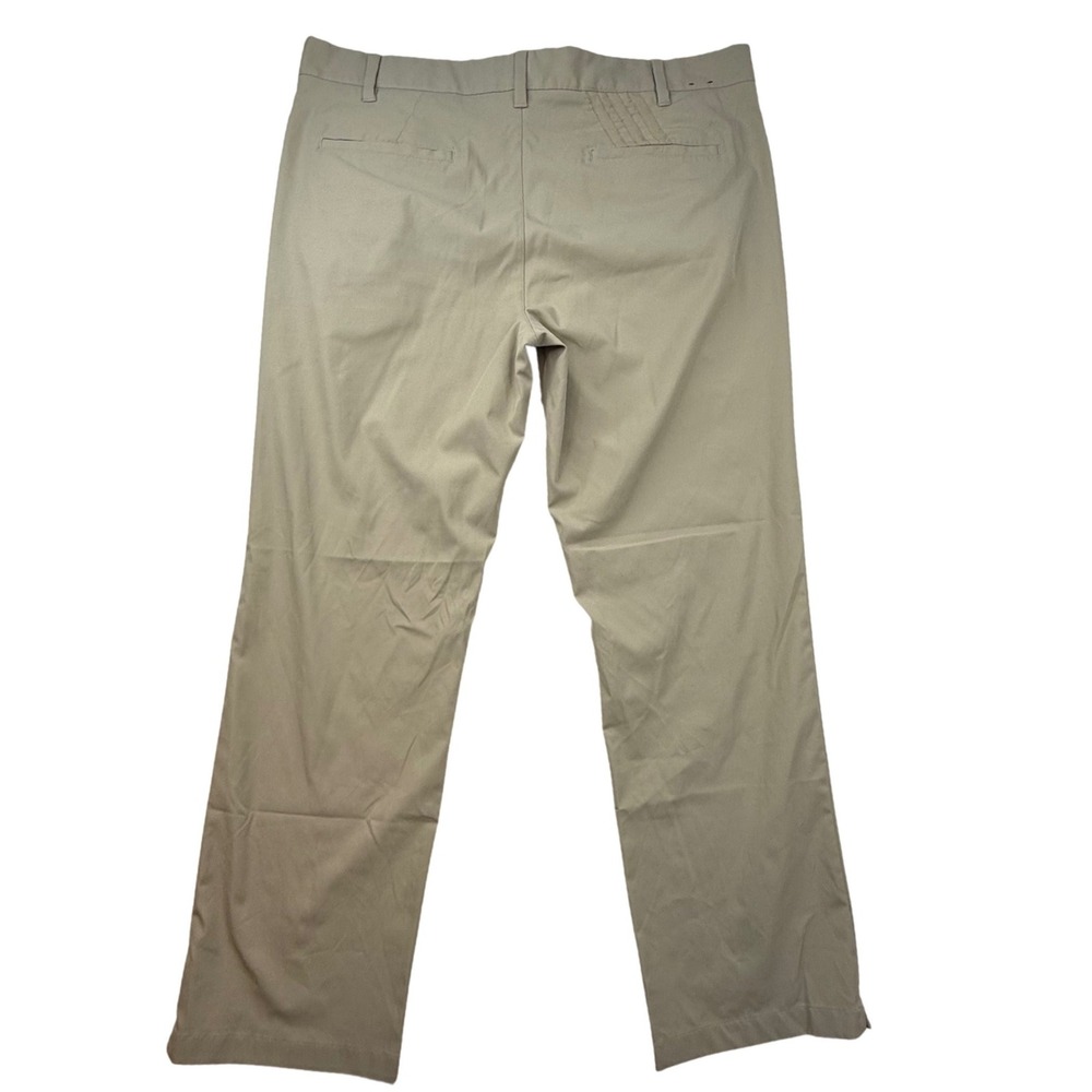 Adidas Mens Golf Pants Khaki Tan Flat Front Performance 38x32 Regular Fit